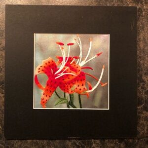 Handmade Silk Embroidery Red Flower